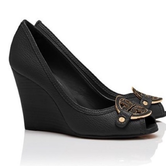 Tory Burch Black Amanda Peep Toe Pumps 8M - Picture 1 of 10